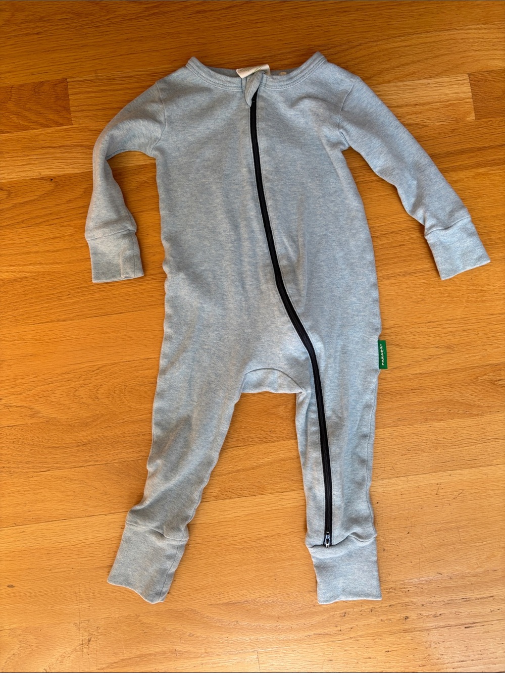Heathered Blue Kids Parade Organic  Zip-Front One-Piece